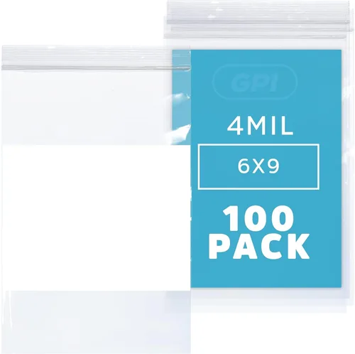 Vista 23 de GPI - 2" x 3" - Paquete a granel de 100, bolsas de plástico transparente con cierre de cremallera de 4 mil de grosor, resistentes, con bloque blanco