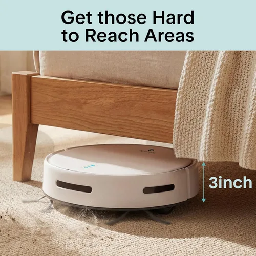 Vista 4 de SereneLife Robot aspirador automático y trapeador, control de aplicación, 3 modos de limpieza, sensores inteligentes anticaídas, carga automática