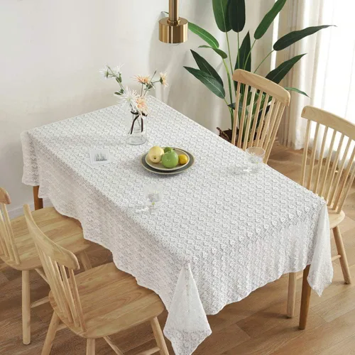 Vista 2 de AMZALI Classic Collection - Mantel de encaje de ganchillo de algodón, a prueba de polvo, para mesa de bufé, cena de vacaciones, fiestas, banquetes
