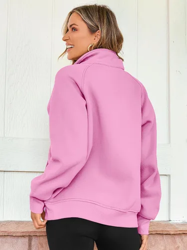 Vista 4 de Ezymall Sudaderas con capucha y cremallera para mujer, sudaderas de gran tamaño con bolsillos