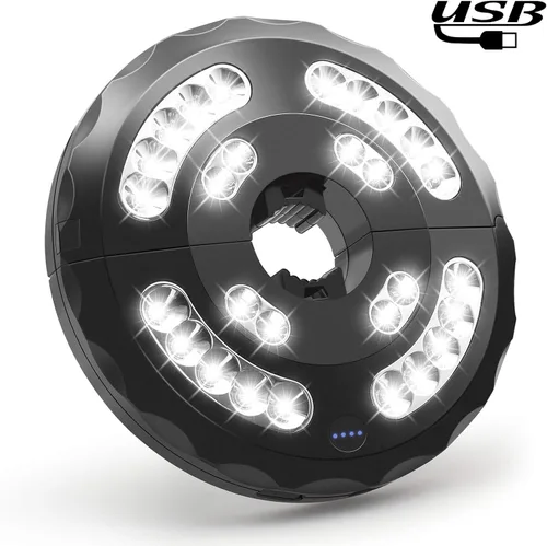Vista 2 de Luz para paraguas, luces de sombrilla de patio, 3 modos de brillo, 28 LED a 220 lúmenes, funciona con batería de litio integrada, luz inalámbrica