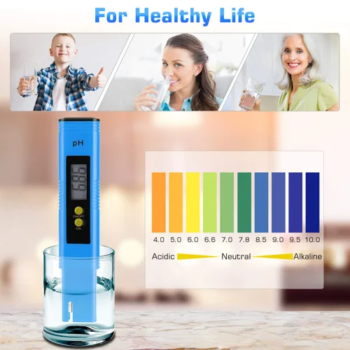 Vista 5 de Medidor de pH para agua de cultivos hidropónicos, medidor digital de ph alta precisión 0.01 con rango de medición de pH 0-14, medidor de bolsillo