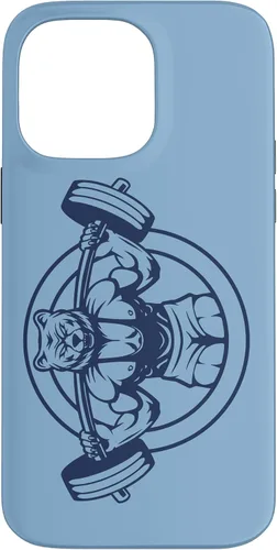 Vista 21 de iPhone 16 Bear Barbell diseño para culturistas caso de culturismo