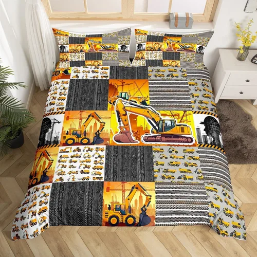 Vista 8 de Erosebridal Funda de edredón de vehículos de dibujos animados tamaño individual para niños y niñas, juego de ropa de cama Kawaii de helicóptero