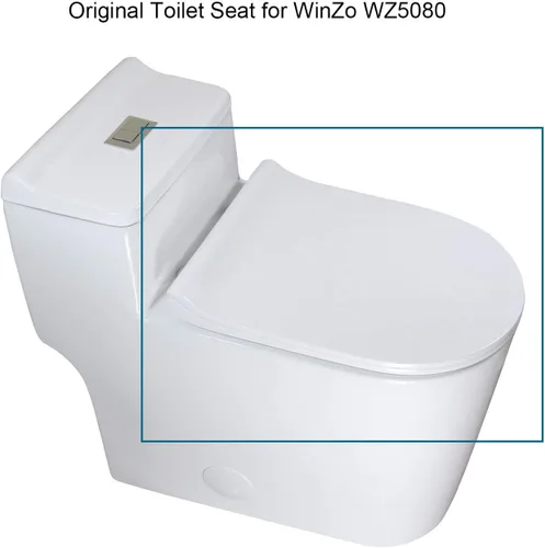 Vista 2 de Asiento de inodoro alargado en forma de U para WinZo WZ5080, diseño de liberación rápida de cierre suave, plástico PP blanco