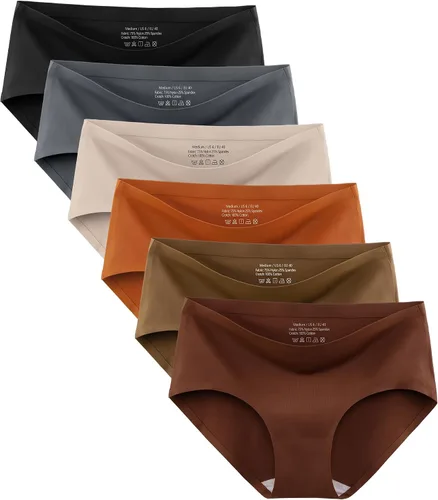 Vista 8 de MISSWHO Ropa interior sin costuras para mujer, bragas hipster, paquete de 6 Paquete de 6 = beige-A3