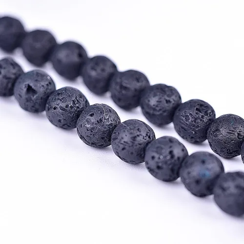 Vista 3 de 250 unidades por bolsa cuentas de lava negra natural de piedra volcánica de roca volcánica, cuentas de piedras preciosas de chakra Reiki, cuentas
