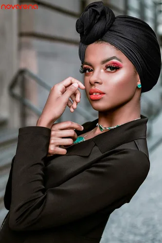 Vista 3 de Ankara - Diadema suave con estampado africano para la cabeza, bufanda para el cabello largo, turbante, corbata, punto africano, envolturas