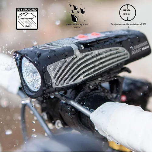 Vista 5 de NiteRider Lumina Max 1500/2000/2500 Bike Light USB-C Rechargeable LED Headlight with Wireless Control, 8 Lighting Modes, 8-Step Fuel Gauge, IP64