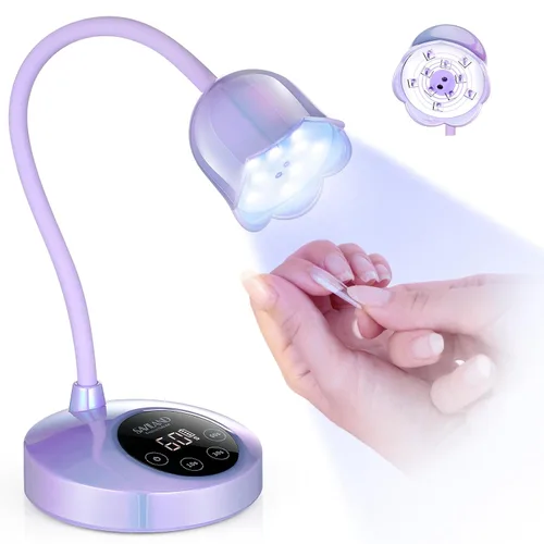 Vista 6 de SAVILAND Lámpara LED UV para uñas: Mini luz UV de 36 W para uñas de gel con soporte para cepillo de uñas, lámpara de uñas de gel y luz de curación