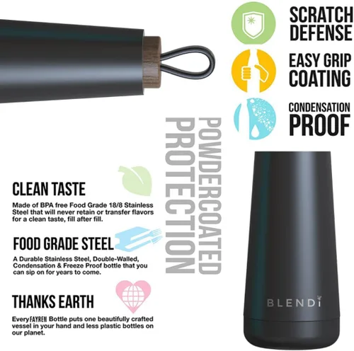 Vista 3 de Slim Hydroluxe Botella de agua de 17 onzas, ecológica, sin BPA, acero inoxidable con recubrimiento en polvo 18/8, tecnología de aislamiento frío 24
