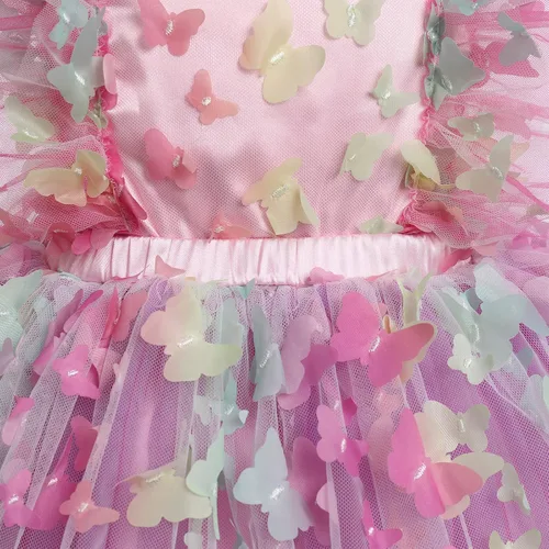 Vista 5 de Vestido para sesión de fotos de fiesta de cumpleaños con espalda descubierta para bebé, niña, mariposa, fresa, volantes, princesa, pastel, fiesta