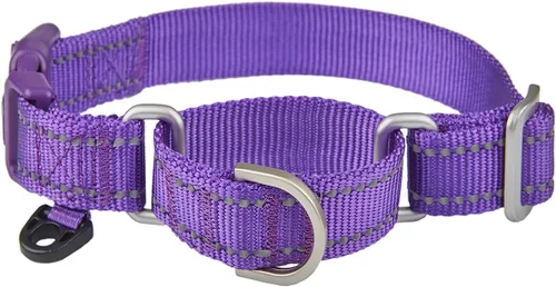 Vista 9 de Collar Martingale - Collar reflectante de nailon con hebilla de liberación rápida de seguridad, a prueba de escapes, antitirones para perros Negro