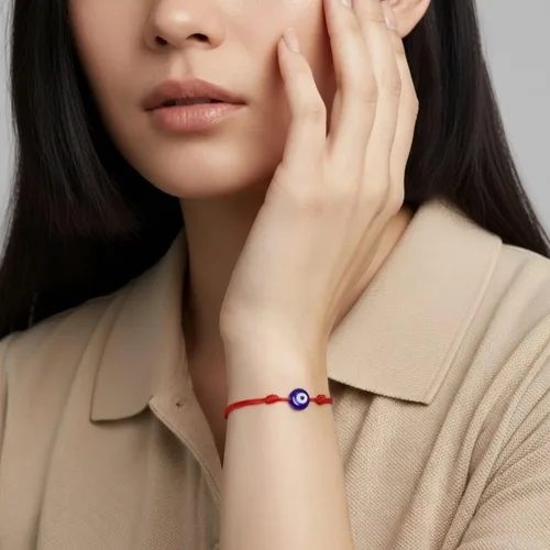 Vista 13 de Pulsera Lucky Evil Eye, gargantilla y tobillera – Talismán de protección de cuerda roja y negra Joyería minimalista Mal de Ojo para la buena suerte