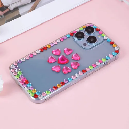 Vista 5 de MYDBUYSOME Calcomanías de corazón, 1190 unidades de gemas autoadhesivas rosas para el cabello, diamantes de imitación para la cara de las uñas