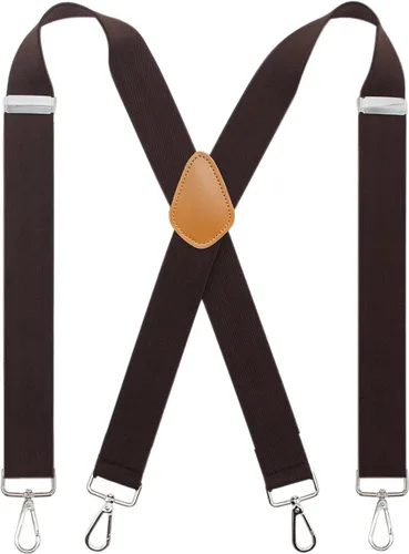 Vista 11 de Tirantes para hombres de 1.4 pulgadas x espalda ancha tirantes resistentes giratorios con 4 ganchos a presión Negro