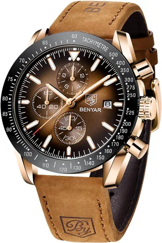 Vista 11 de BENYAR Reloj analógico de cuarzo cronógrafo impermeable luminoso de diseñador para hombre, reloj de pulsera para hombre, para negocios, trabajo