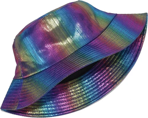 Vista 5 de IHAUIUE Sombrero de pescador metálico de poliuretano, de color sólido, reversible, plegable, sombreros de sol para mujeres y hombres