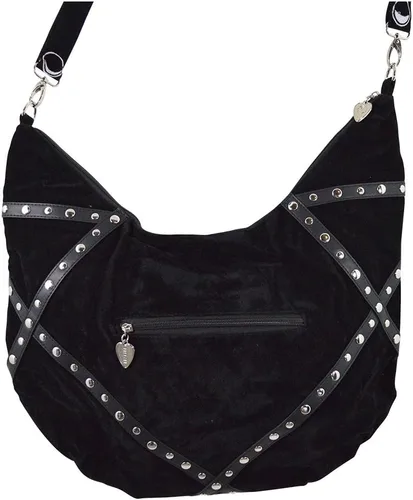 Vista 2 de Gypsy Gothic Witch Moon - Bolso Hobo holgado de terciopelo negro, Negro