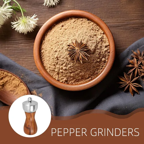 Vista 9 de Manual Pepper Mill Grinder 5-inch Wood Pepper Grinder 304 Stainless Steel Head for Kitchen and Home Use
