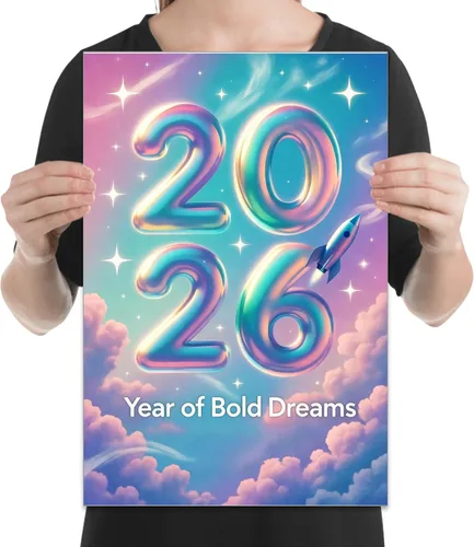 Vista 2 de Vaporwave Rocket Launch Poster - 13x19 Gloss Paper Finish - Wall Art with Pink Cyan Purple Gradient