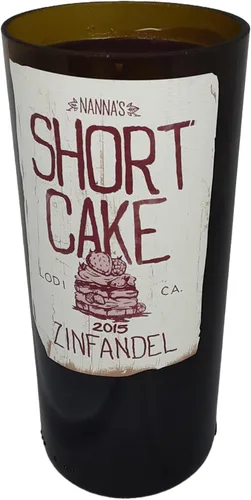 Vista 2 de 2015 Miller Family Wine Company Zinfandel Nanna's Short Cake Wine Bottle Candle - Repurposed Original Label Decor - Sweet Delights in Every Glow