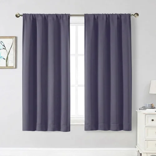 Vista 107 de Cortinas opacas para dormitorio, sala de estar, juego de 2 paneles de 54 pulgadas de largo, cortinas de oscurecimiento de habitación con aislamiento