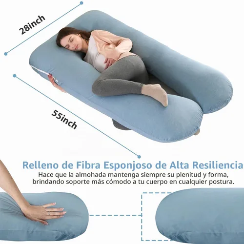 Vista 8 de Amagoing - Almohada de embarazo refrescante para dormir, almohada de maternidad en forma de U de cuerpo completo para mujeres con dolor de cadera