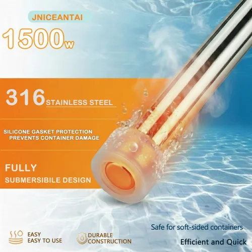 Vista 5 de Calentador de baptisterio sumergible de 1500 W, calentador de agua de inmersión 316SS para piscina bautismal y jacuzzis, calentador de agua portátil