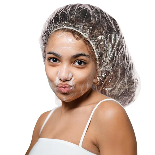Vista 9 de Gorro de ducha para mujer, reutilizable, impermeable, para cabello largo, para ducha, bonito gorro de ducha extra grande para trenzas (hojas)