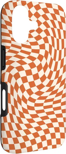 Vista 3 de Carcasa con patrón de remolino a cuadros naranja para iPhone 17