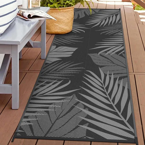 Vista 61 de GENIMO - Alfombra para exteriores de 6 x 9 pies, para patio, espacios amplios, reversible, de pajillas de plástico, alfombra impermeable para Azul