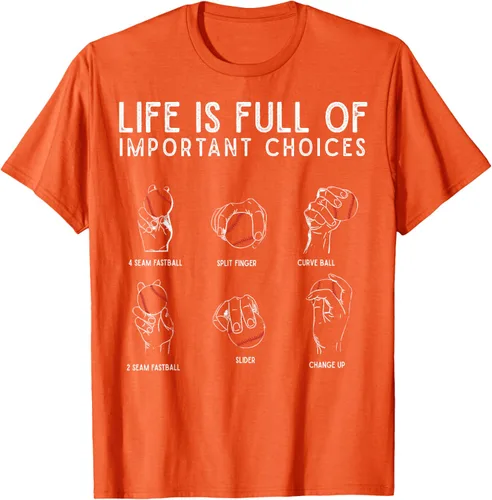 Vista 79 de Tipos de béisbol Pitches Life Choices Jugador Camiseta