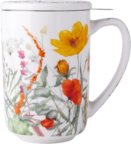 Vista 19 de AmorArc Taza de Té de Porcelana con Infusor y Tapas, Taza Grande de 18 Oz con Colador y Soporte para Bolsa para Té de Hojas Sueltas, Taza de Café