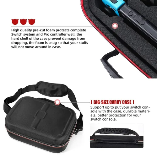 Vista 4 de Deluxe Travel Carrying Case for Nintendo Switch Switch Lite, Sturdy Hard Shell Carrying Bag for Storage Switch Console, Dock, Pro Controller