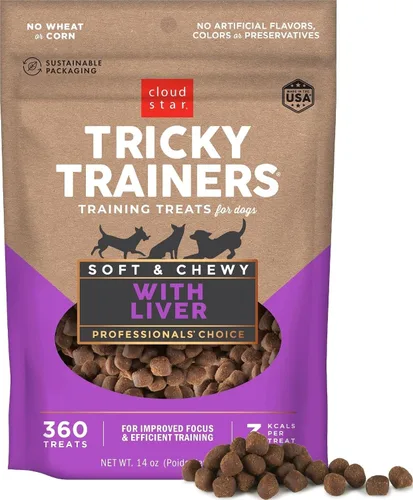 Vista 10 de Cloud Star Tricky Trainers - Golosinas suaves y masticables para entrenamiento de perros, bolsa de 5 onzas, sabor cheddar, ayuda de comportamiento