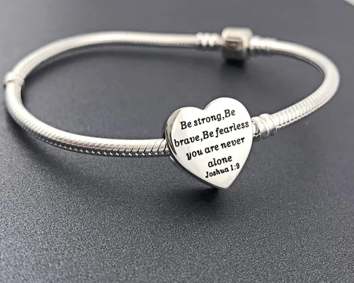 Vista 5 de MUERDOU Dije de corazón, pulsera cristiana con versículo bíblico para oración, fe, religiosa, regalos para mujeres
