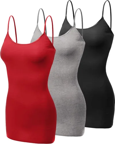Vista 370 de Emmalise Camisola larga casual básica para mujer, con tirantes ajustables, top en capas