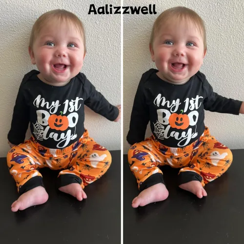 Vista 2 de Aalizzwell Traje de Halloween para bebés niños y niñas, ropa neutra de género