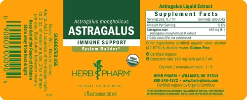 Vista 9 de Herb Pharm Extracto Líquido Orgánico Certificado de Astrágalo para Apoyo al Sistema Inmunológico - 1 Oz