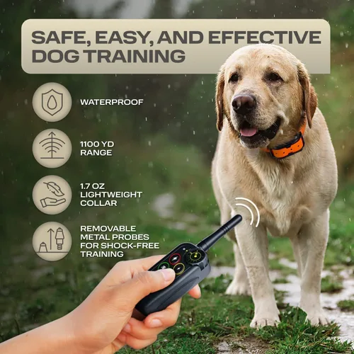 Vista 3 de PetSpy Collar de choque Premium para entrenamiento de perros, con vibración, choque y pitido, recargable e impermeable, E-collar, El mejor