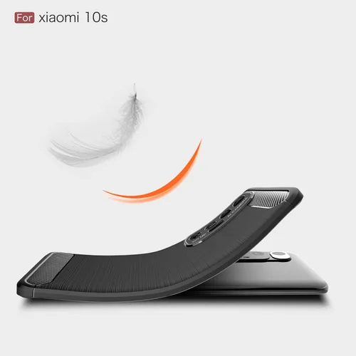 Vista 7 de Funda compatible con Xiaomi Mi 10S, cubierta de diseño de textura de fibra de carbono, funda de absorción de impactos diseñada para Xiaomi Mi 10S