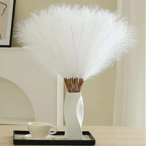 Vista 9 de Wertuirk 30 piezas de hierba de las pampas negra - Decoración de hierba de las pampas artificial de 24 pulgadas, hierba de las pampas artificial