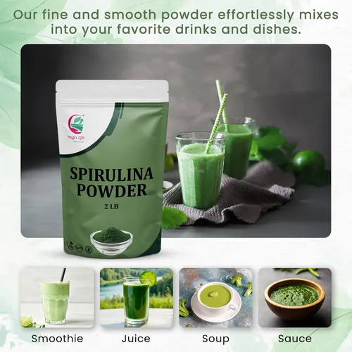 Vista 5 de Yogi's Gift® - Polvo de espirulina de 2 libras, 100% natural y puro, perfecto para batidos, jugos y bienestar diario, paquete a granel de 2 libras