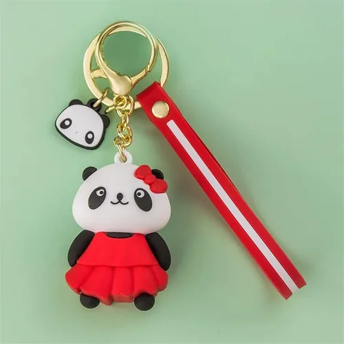 Vista 2 de Lindo llavero colgante de panda de dibujos animados, llavero colgante de PVC en forma de animal para bolsos, bolsos y bolsos, regalo de Navidad