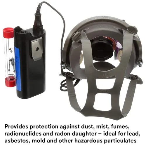 Vista 3 de 3M Kit de respirador de purificación de aire Powerflow 6800PF, montado en la cara, tamaño medio, protección contra polvo, neblina, humos, plomo