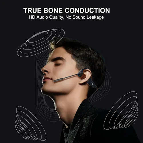 Vista 7 de MAIRDI Auriculares de conducción ósea abierta Bluetooth con micrófono con cancelación de ruido, auriculares Bluetooth inalámbricos con micrófono