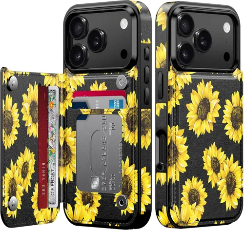 Vista 84 de LETO para iPhone 15 Pro Funda tipo cartera - Tapa tipo folio con patada - Diseños de moda - Tarjetero - Funda protectora para mujeres y niñas - 6.1
