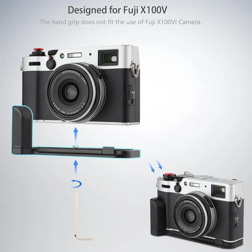 Vista 6 de Haoge HG-X100V Placa de liberación rápida Soporte de cámara Soporte de mano para Fujifilm Fuji X100V X100F Cámara Fit Arca Swiss Sunwayfoto Kirk RRS