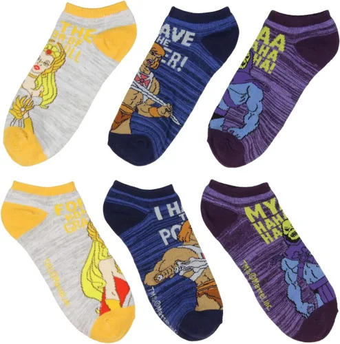 Vista 2 de Calcetines tobilleros con personajes de Masters of the Universe He-man Skeletor She-ra, paquete de 3 unidades para hombres y mujeres, Varios